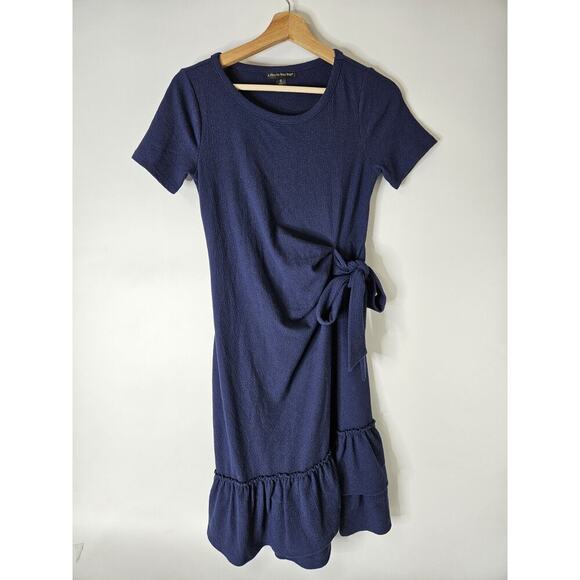 A Pea in the Pod Blue Ruffled Hem Side Tie Maternity Dress XS Spring Cute - Picture 7 of 11